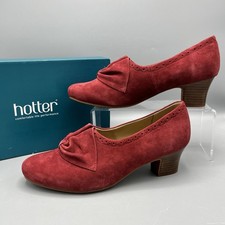 Hotter Donna Court Shoes Size 7 Suede Claret Red New In Box Slip On Vintage Look
