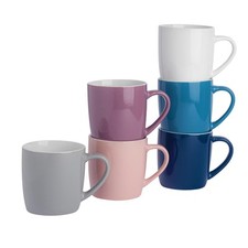 6x Coloured Coffee Mugs Modern