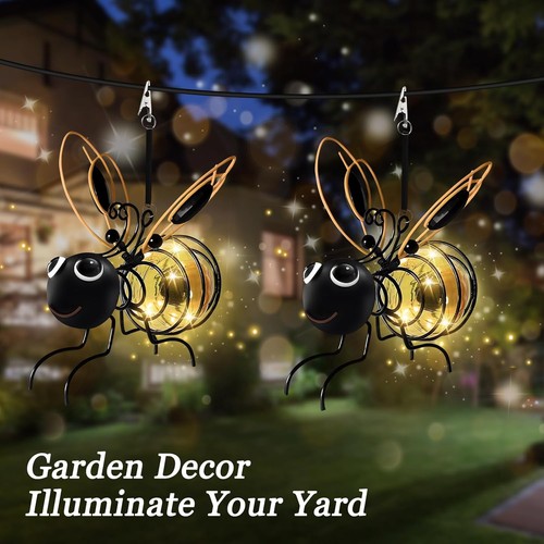 2pcs hanging bee solar lights - 2pcs,
