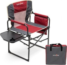 SUNNYFEEL Camping Director Chair, Portable Folding Chair with Side Table and St