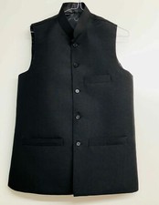 Arabic Black Waistcoat Mens India Formal Pakistan Eid Jacket Grandad Collar