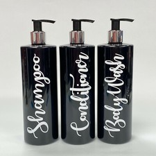 Mrs Hinch Personalised Bathroom 500ml Black Lotion Pump Bottles Shampoo Set