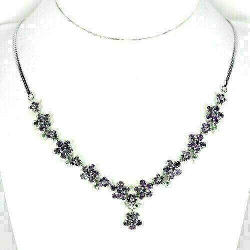 Silver necklace amethyst - silver,