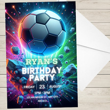 Personalised Football Birthday Party Invitation A6 Girls Boys Kids Party Footy