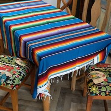 Mexican Serape Blanket - Blue