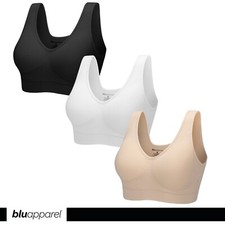 3 Pack Seamless Comfort Bras Everyday Bra PADDED Non Wired Stretch Plus Size