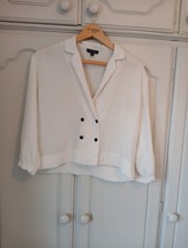 Topshop Jacket Style Blouse  in White Long Sleves