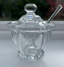 Baccarat Crystal Harcourt Pattern Marmalade/Jam Lidded Pot With Spoon