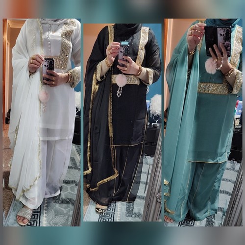 Chiffon 3piece sharara suit - 3piece,