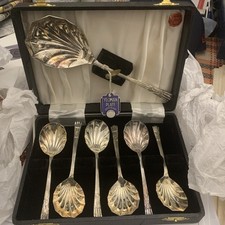 Vintage Yeoman Plate  Silver Plated EPNS Dessert Spoon Set Boxed Made in England