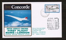 Concorde 1982 First Flight Flown Cover Rome - London
