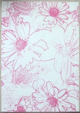 2 x A4 Pink Large Flower Pattern on White Backing Paper NEW
