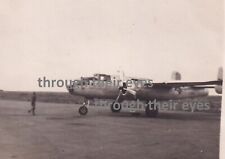 2 original photos RAF B-25 Mitchell bomber Palestine or Canal zone circa 1946