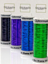 Gutermann sulky sliver metallic embroidery thread 200m (Various Colours)