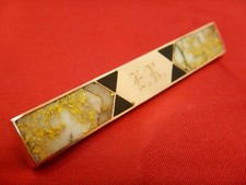Art Deco  14 ct Gold & Gold Ore Brooch / Tie Pin  E. R
