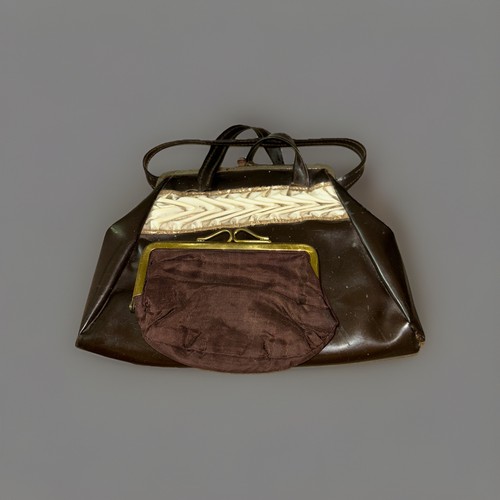 Vintage 1960s brown clutch - clutch, bag