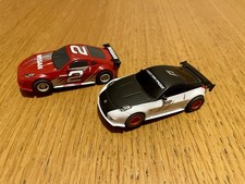 2 x Micro Scalextric Nissan 350Z 12V Cars - Red No. 2 & White Need For Speed
