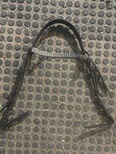 Mini Shetland Sliver Diamante Brow Band And Brown Leather Head Piece