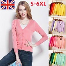 Womens Cardigan Long Sleeve Ladies Knitted Tops Cardigans Outwear Plus Size 8-24