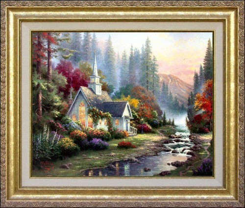 Thomas kinkade forest chapel - kinkade,