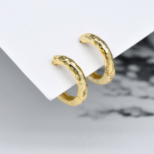 Hammered huggie hoop earrings - hoop,