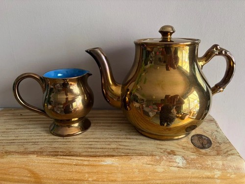 Vintage gold lustre teapot - gold,