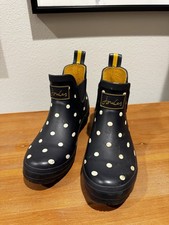 Joules Wellibob Navy Blue Polka Dot Waterproof Rain Boots Women’s 7