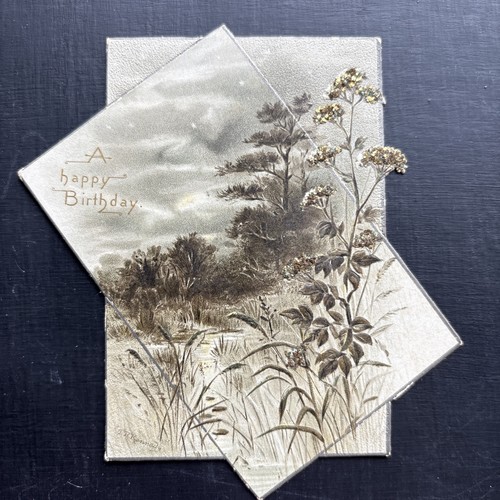 Victorian birthday card silver - victorian,