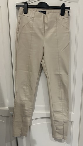 Zara cream pleather pvc skinny - cream,