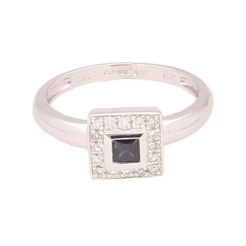 18carat white gold - white, sapphire