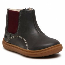 Clarks Boys Toddler FLASH SEA Dark Grey Leather Boots