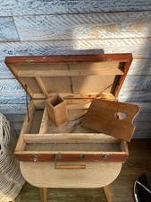 Vintage Wood & Hardboard Artists' Art Paint Box With Palette, Brush Box & Handle