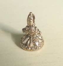 Miniature Antique Victorian Gilt Metal Chalcedony Seal Engraved Caroline