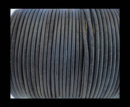Vintage round leather - leather, cord