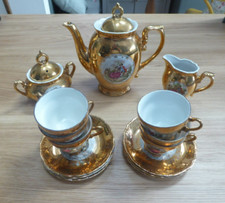 Vintage 15 Piece Foreign Gold Porcelain Tea/Coffee Set