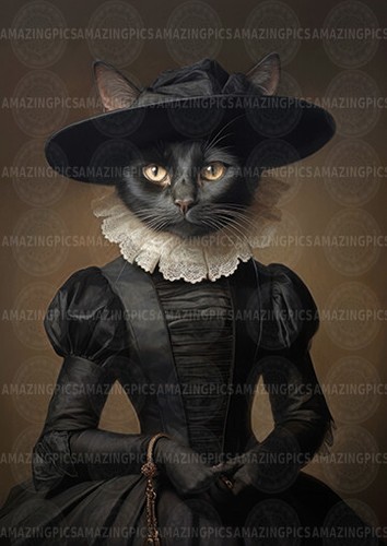 Victorian black cat art gothic - victorian,