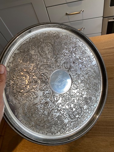Silver plated round tray - round,