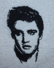 Elvis, Black Outline Design Embroidered White Face cloth/ Flannel