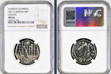 2011 Olympics London Sailing 50p MS66 NGC Britain Uncirculated