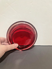 Whitefriars Baxter Asymmetric Ruby Red Cased Art Glass Bowl Ashtray #9514 MCM