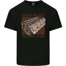 Engines & Beer Cars Hot Rod Mechanic Funny Mens Light Cotton T-Shirt