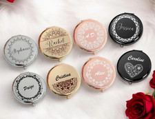 Personalised Mandala Compact Mirror, Engraved Handbag Mirror Gift for Her