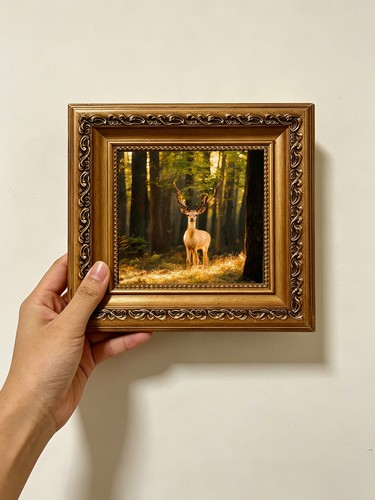 Golden light stag - light, forest