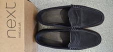 Navy Suede Penny Loafers