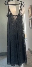 Vintage Glyndons of Hollywood -Black Lace Nightgown Dress 36/L Gothic Halloween 