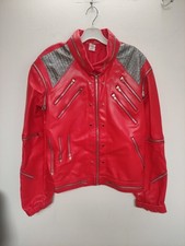 Michael Jackson 'Beat It' Jacket  Medium Red Faux Leather Removable Sleeves