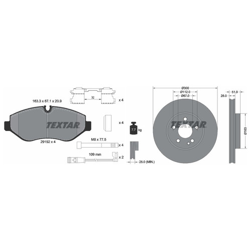 Textar front brake - textar, &