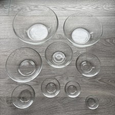 Vintage 9 Set Duralex Glass Graduated Nesting Mixing Serving Bowls 2.5 to 9 Inch