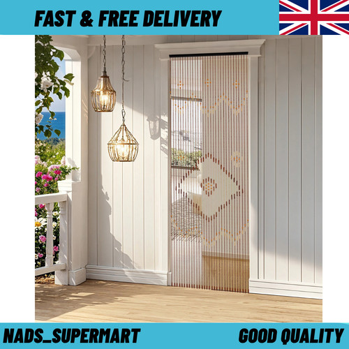 Natural wooden beaded door - wooden,