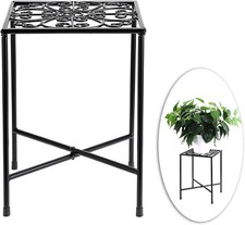 SUMNACON Metal Plant Stand - 2 Tier - Black Iron - Foldable - Indoor/Outdoor